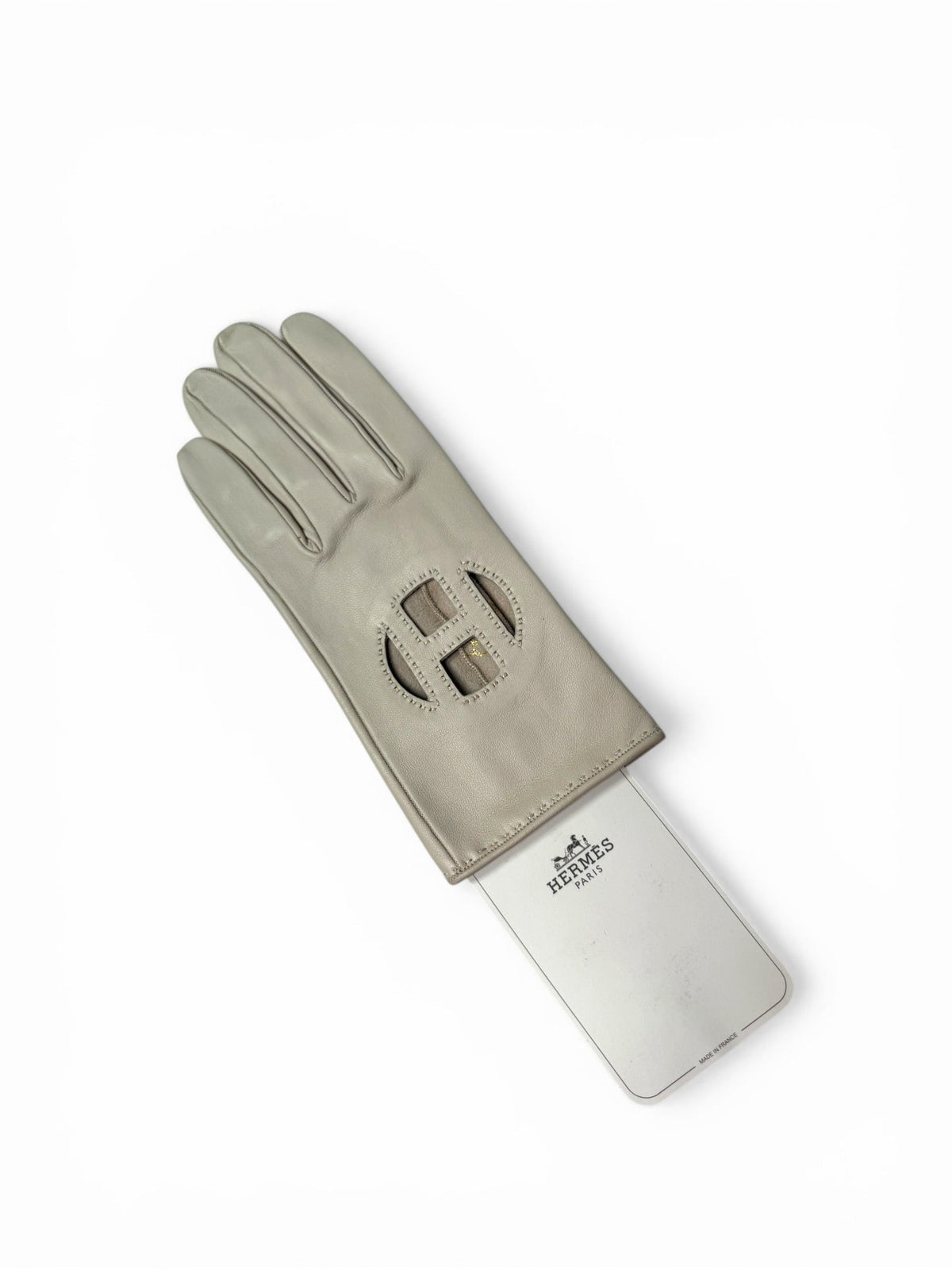 Hermès White Gloves With Cut-Out Logo Detail