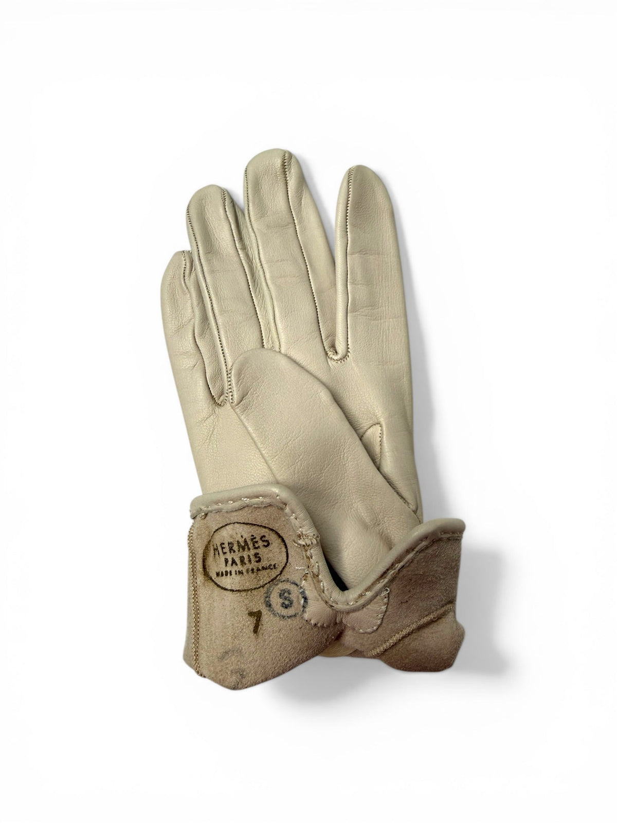 Hermès White Gloves With Cut-Out Logo Detail