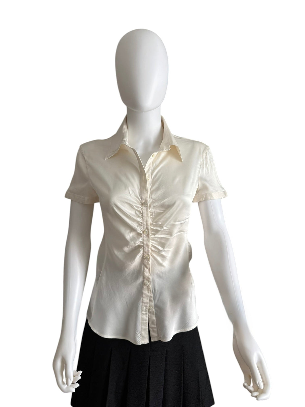 Armani Collezioni Cream Silk Short Sleeved Blouse