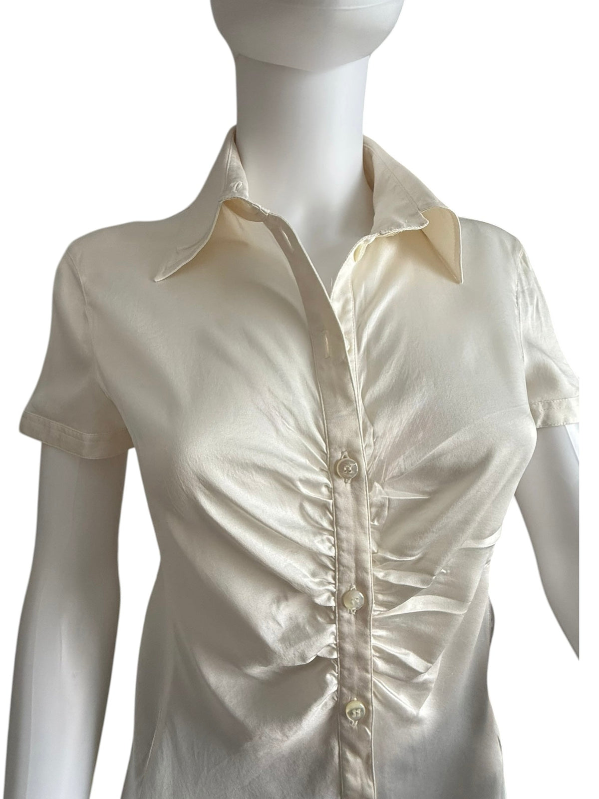 Armani Collezioni Cream Silk Short Sleeved Blouse