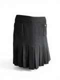 Chanel Black Pleated Tweed Skirt