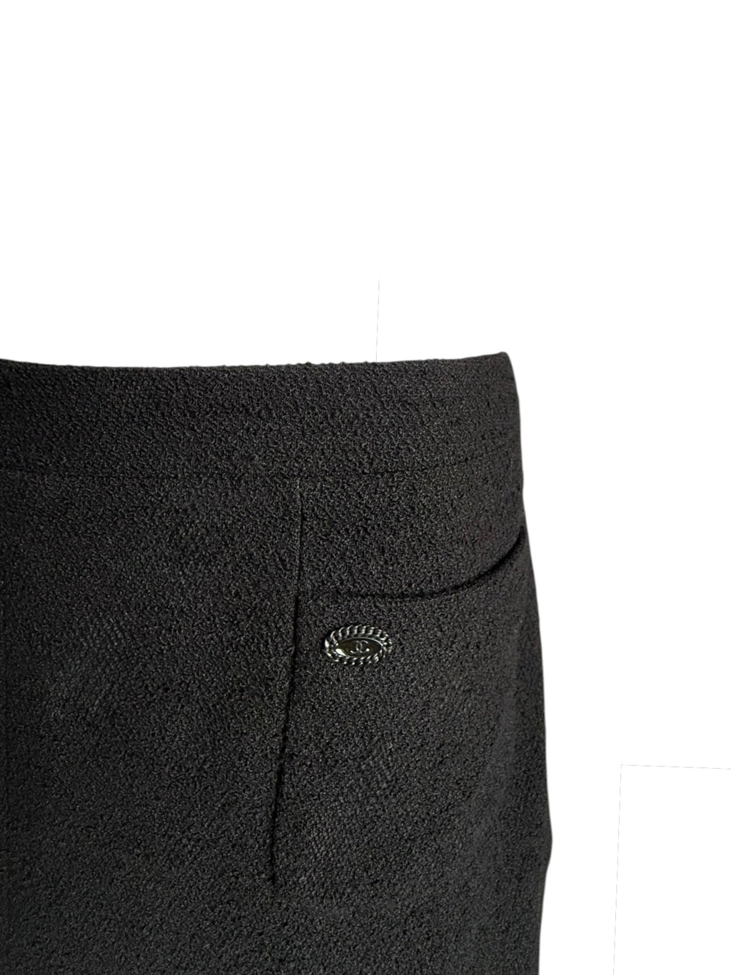 Chanel Black Pleated Tweed Skirt