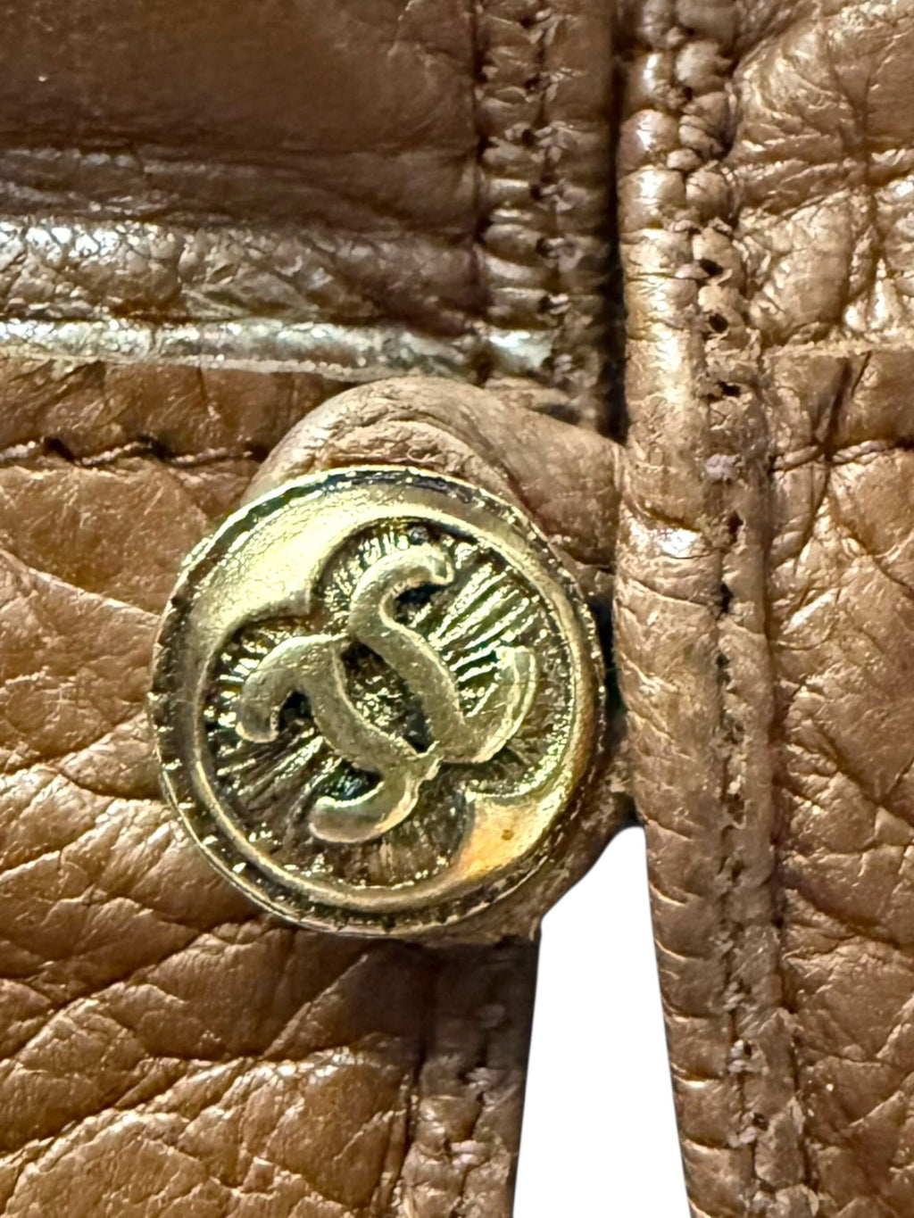 Chanel Tan Leather Matelassé Gloves