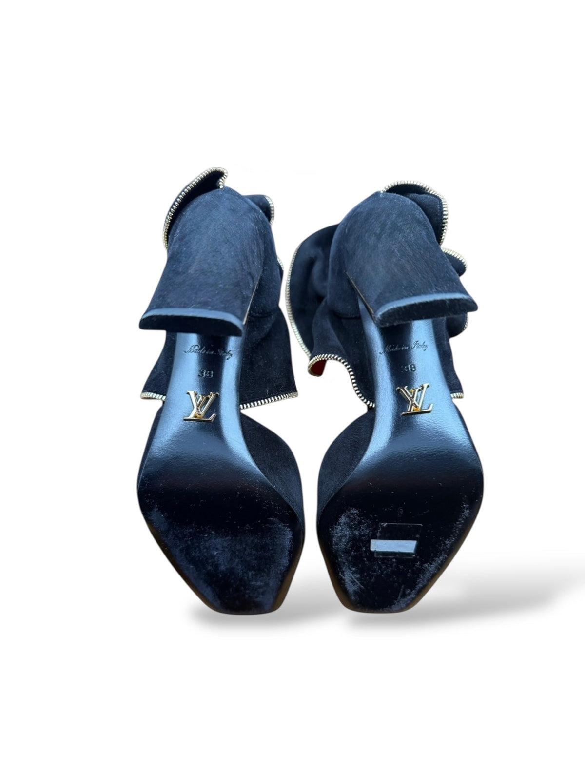 Louis Vuitton Black Round Toe High Heeled Shoes With Red Lining