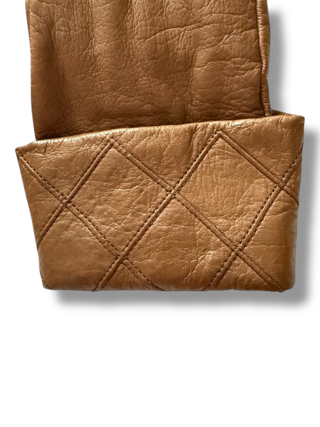 Chanel Tan Leather Matelassé Gloves