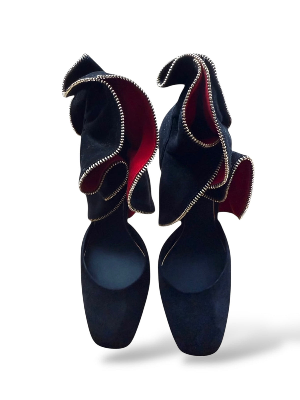 Louis Vuitton Black Round Toe High Heeled Shoes With Red Lining