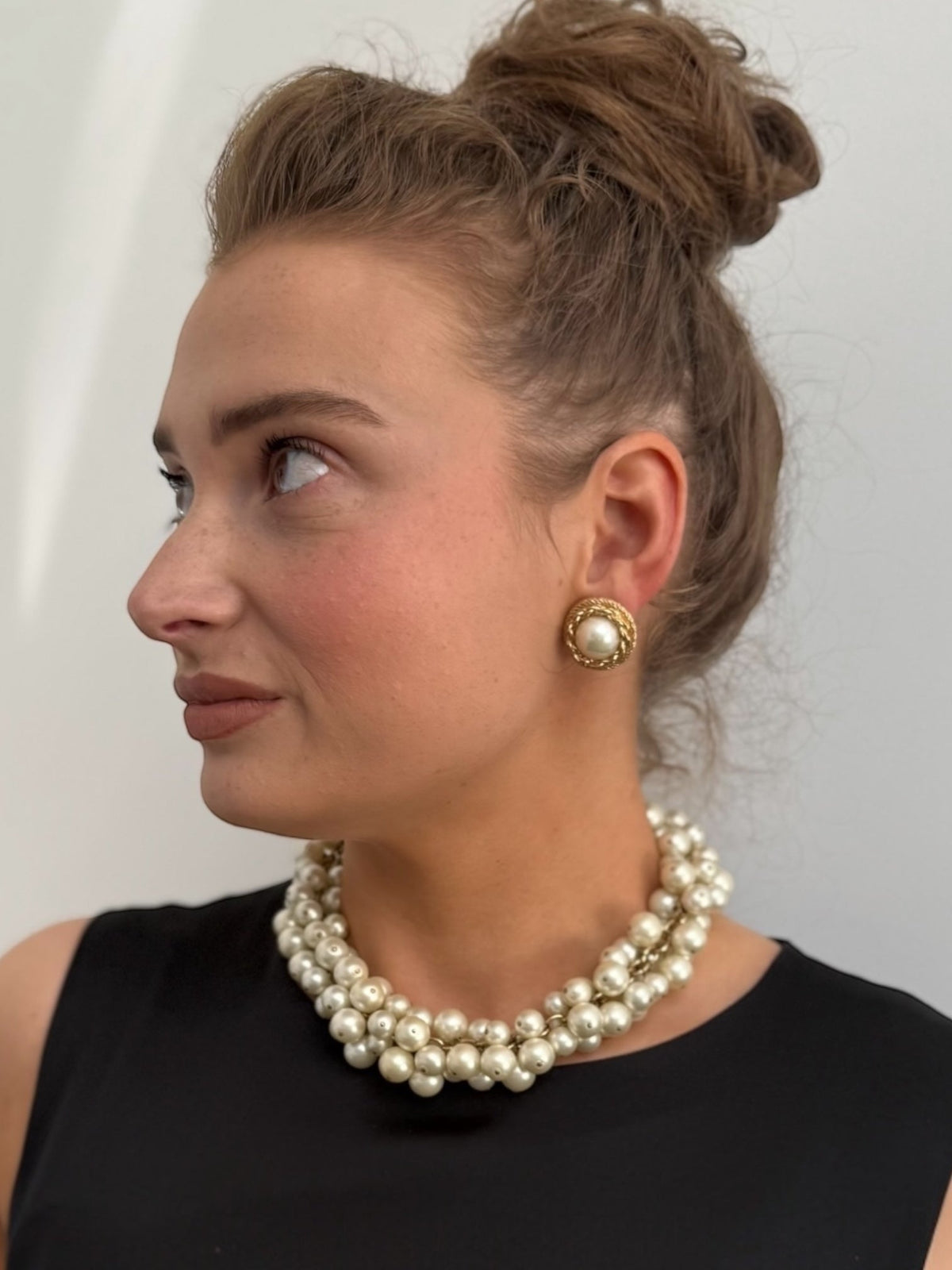 Chanel Multi Faux Pearl Necklace with Gold Plated Clasp