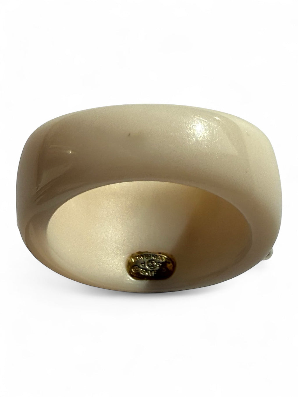 Chanel Resin Pink/Nude with Pearls CC Logo Ring