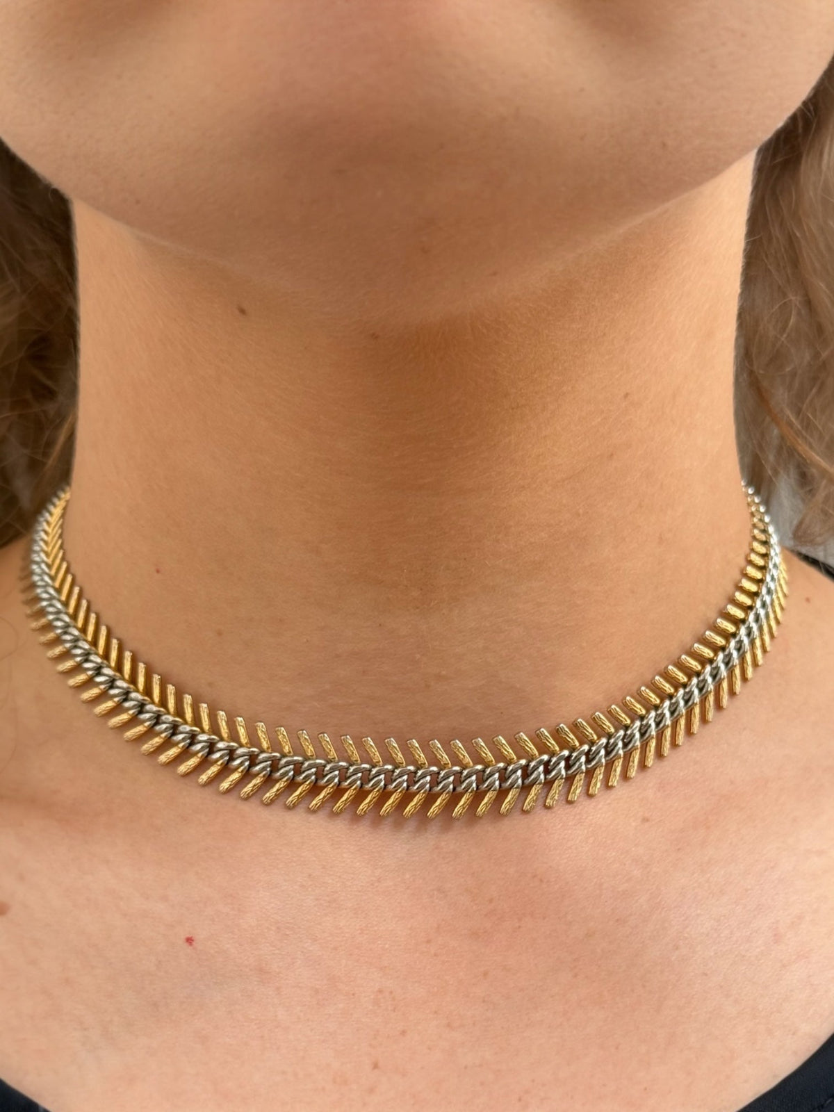 Givenchy Silver and Gold Tone Choker Necklace and Bracelet