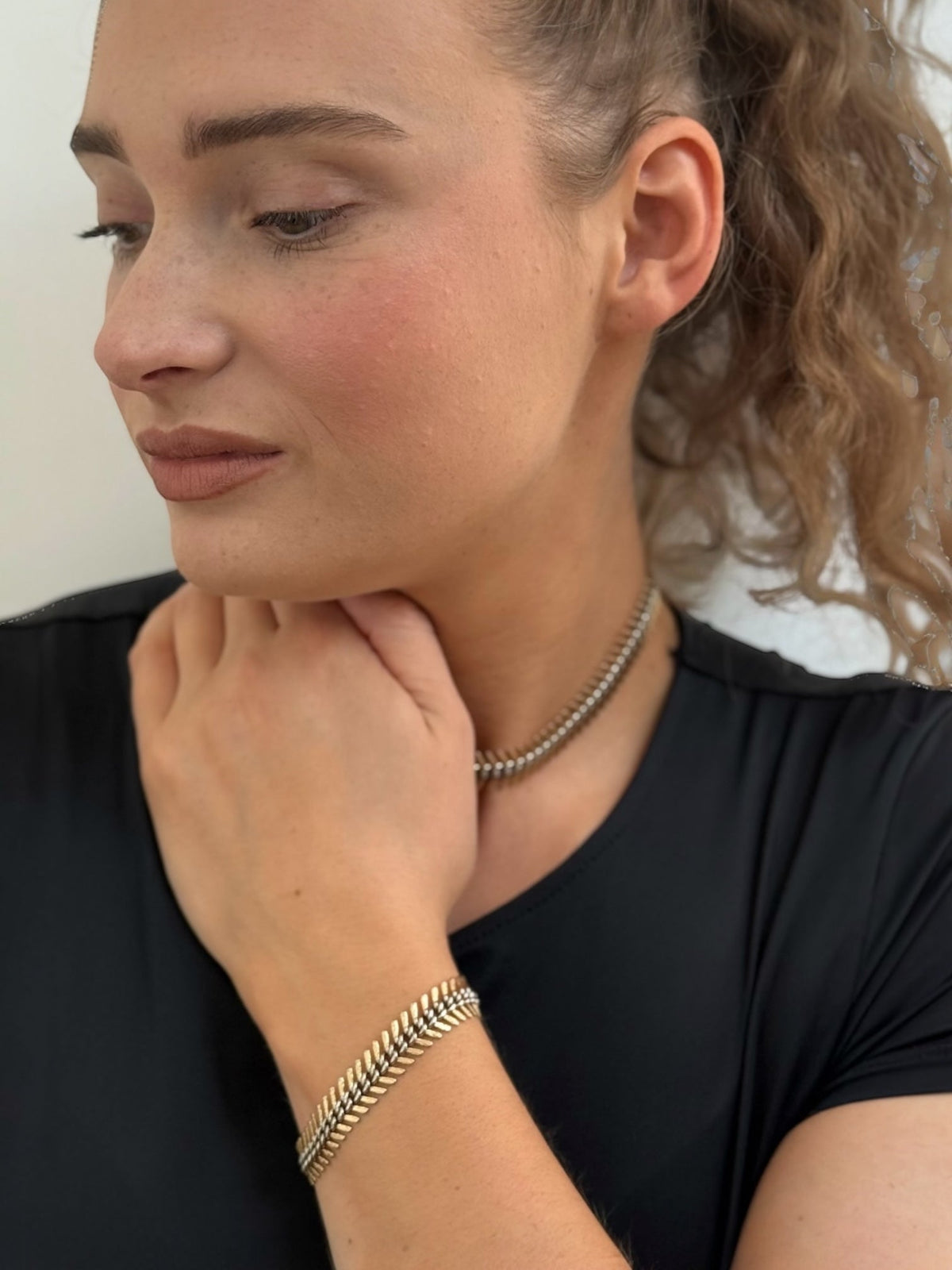 Givenchy Silver and Gold Tone Choker Necklace and Bracelet