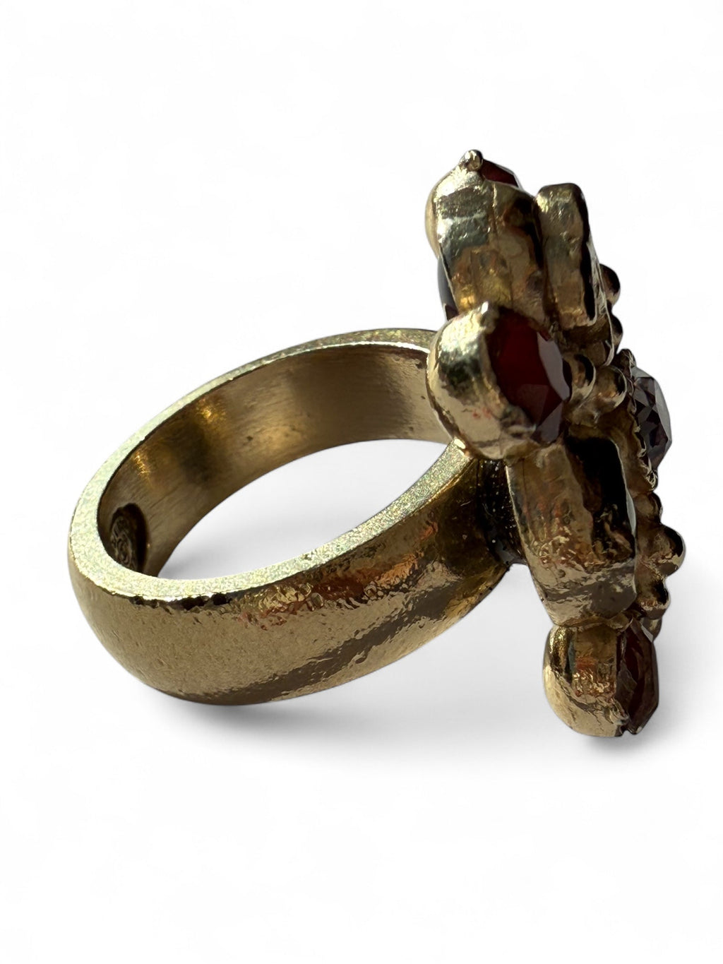 Chanel Gold Plated Crystal and Faux Pearl CC Ring