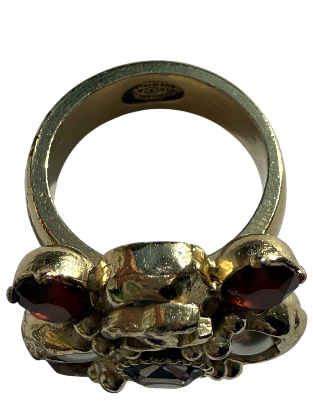 Chanel Gold Plated Crystal and Faux Pearl CC Ring