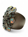 Chanel Brushed Silver Tone Multi Coloured Jewelled Cuff