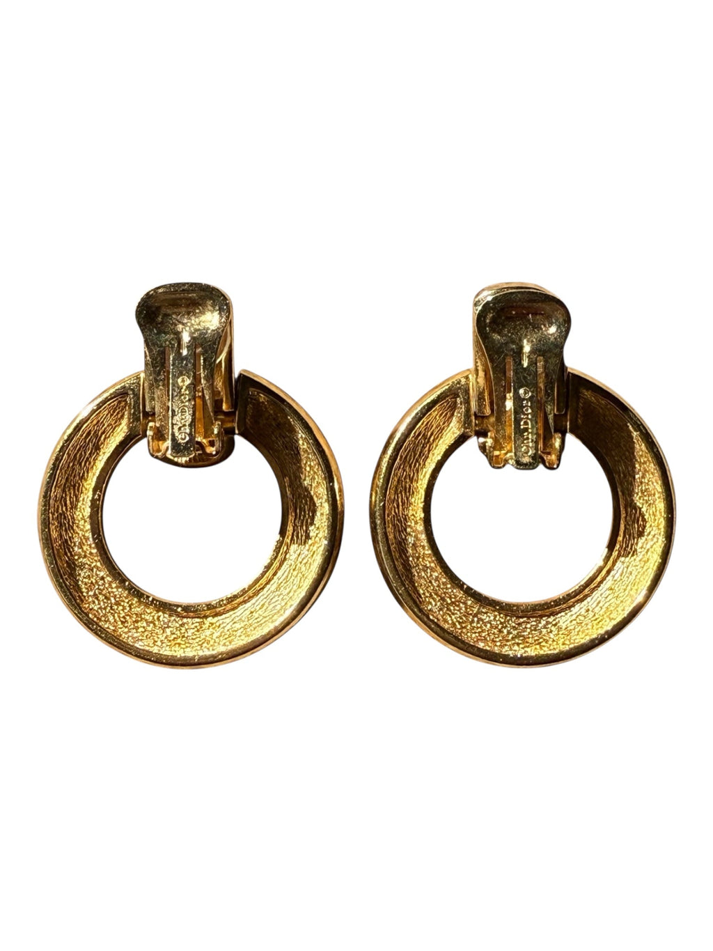 Dior Vintage Large Crystal Hoop Clip-On Earrings