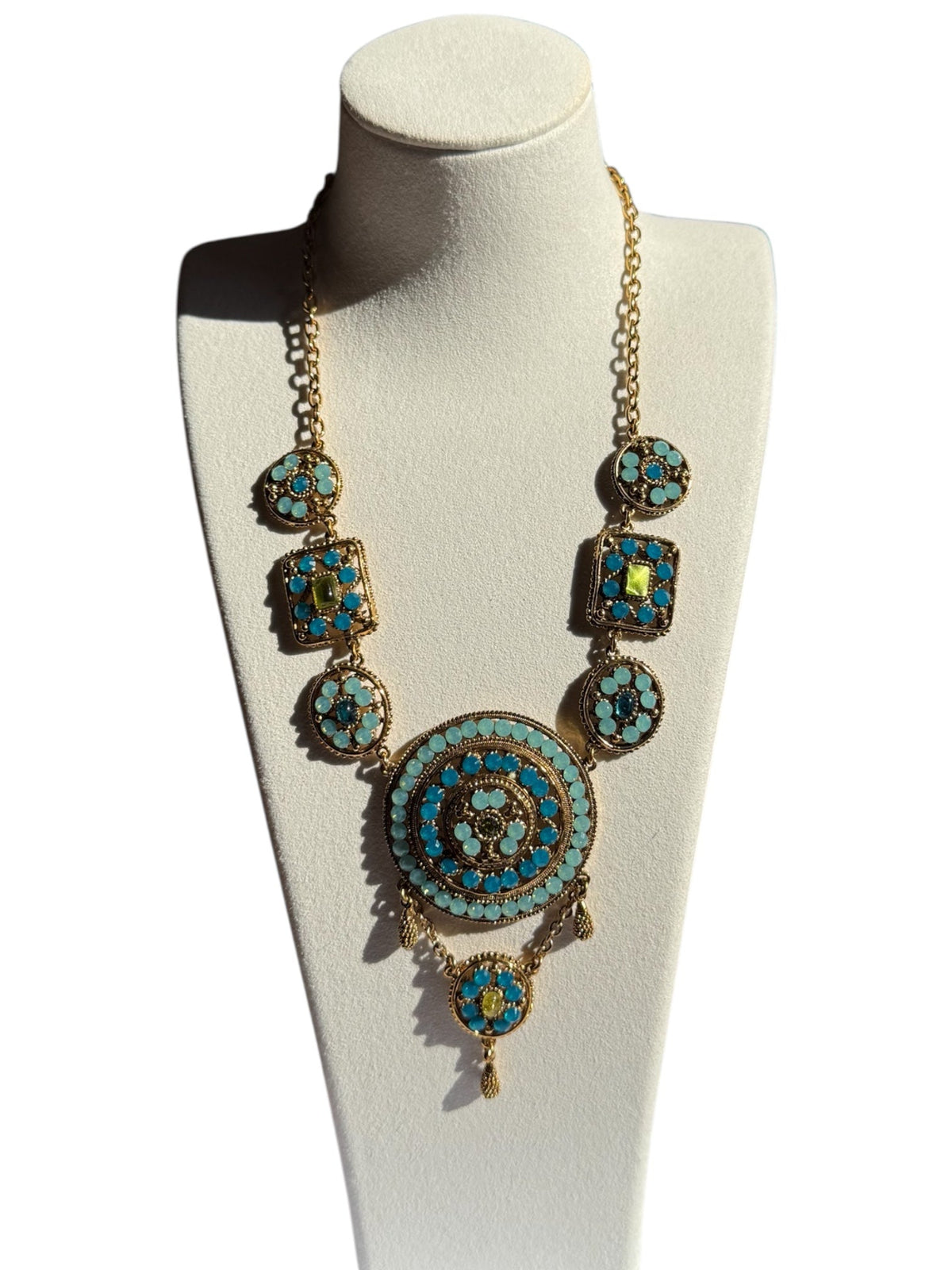 Poggi of Paris Light Blue and Turquoise Pendant Necklace