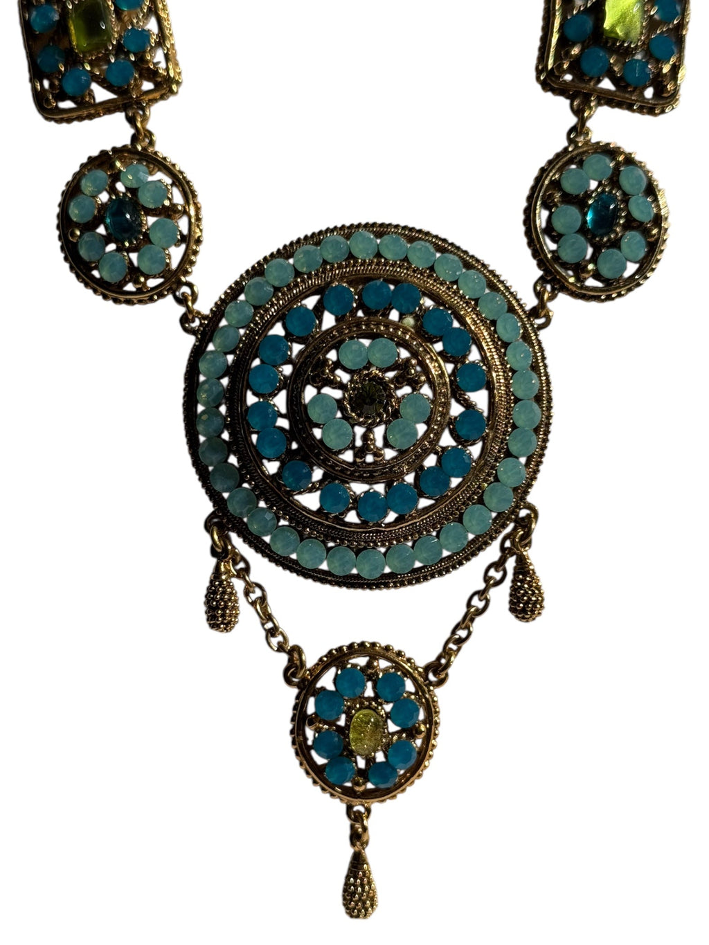 Poggi of Paris Light Blue and Turquoise Pendant Necklace