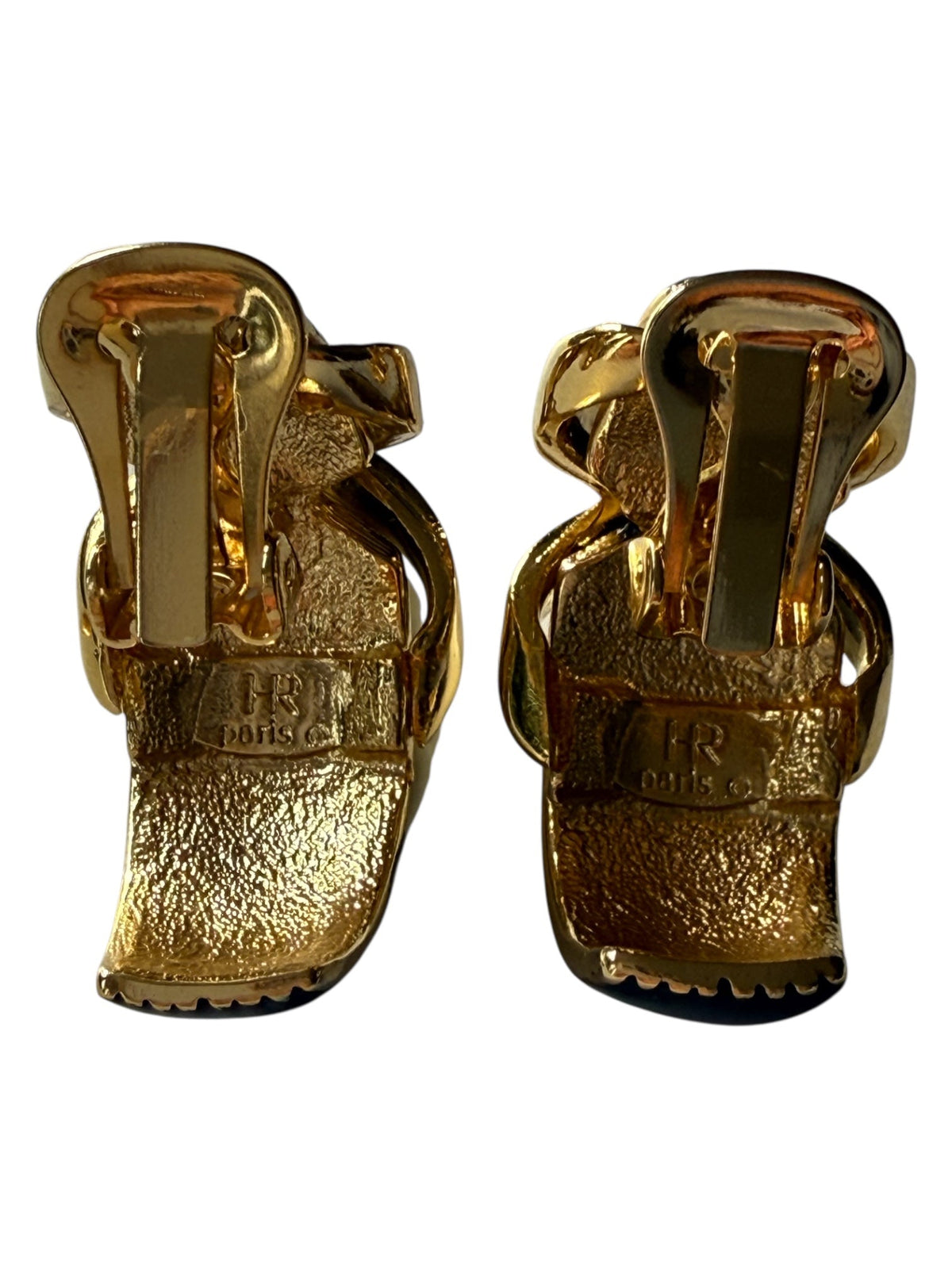 Henri Rousseau Ocean Blue Lucite and Gold Tone Clip On Earrings