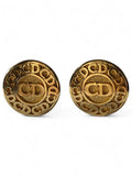 Dior Gold Plated Monogram Clip On Earrings