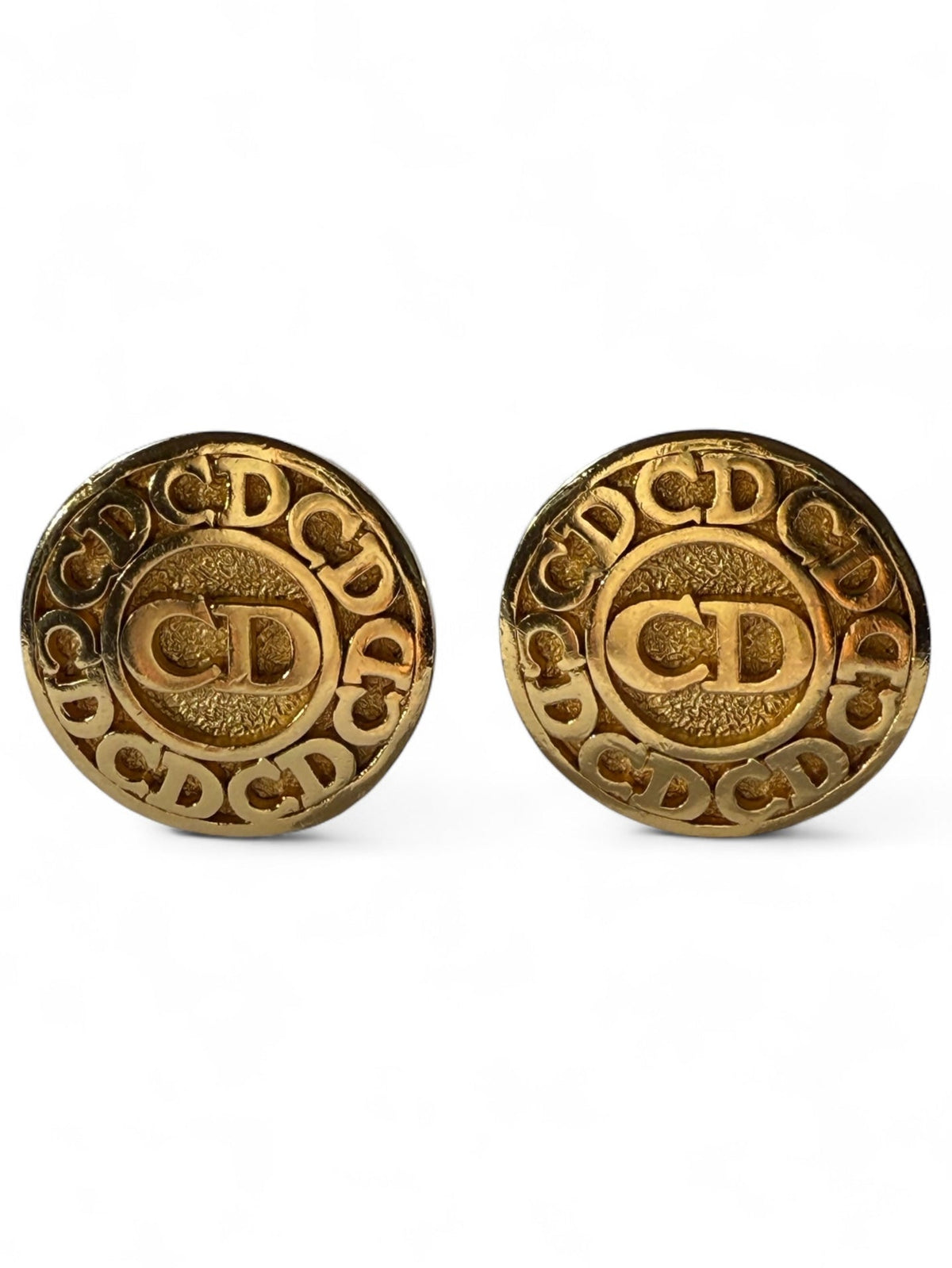 Dior Gold Plated Monogram Clip On Earrings