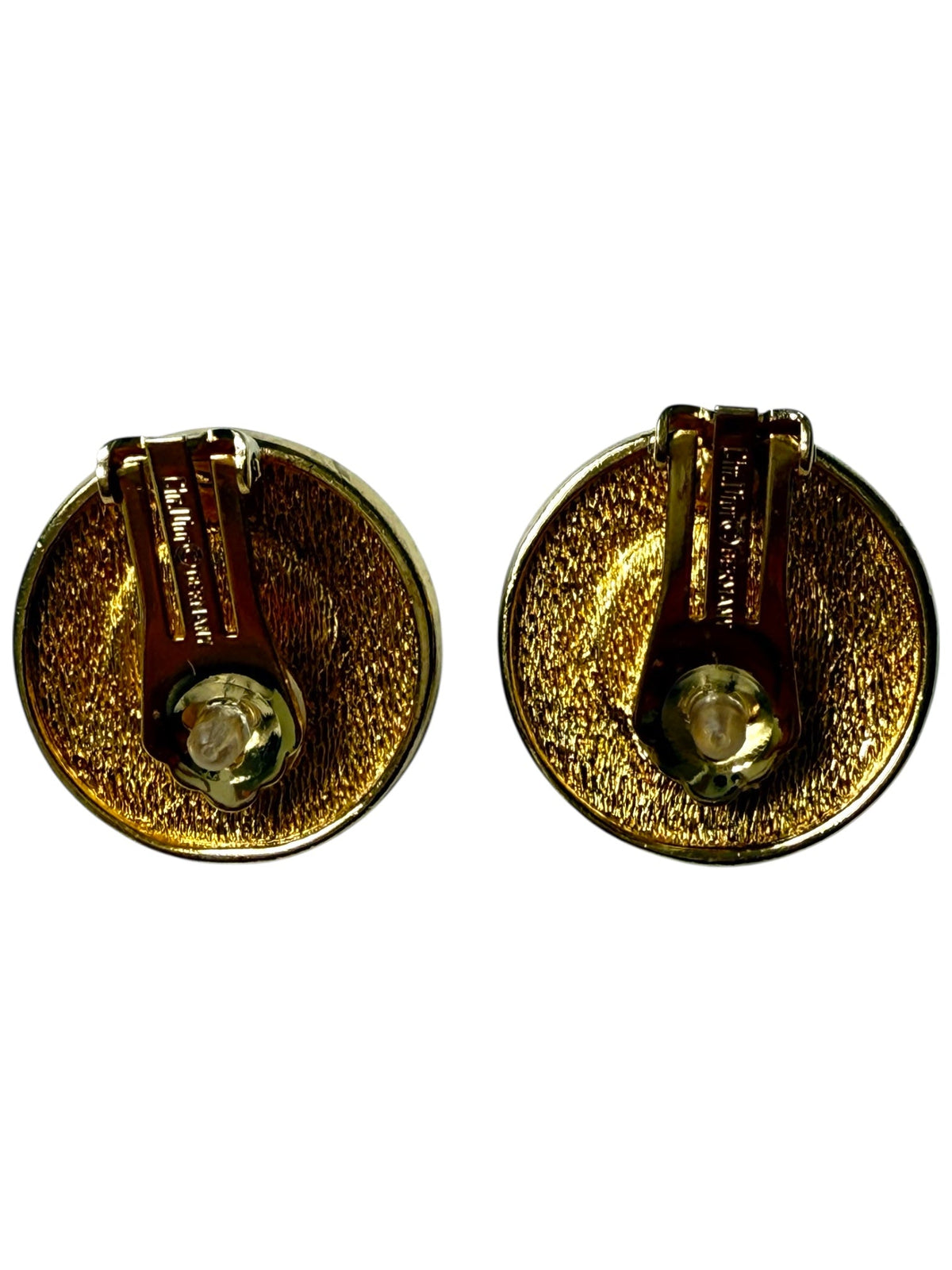 Dior Gold Plated Faux Pearl CD Logo Clip On Earrings