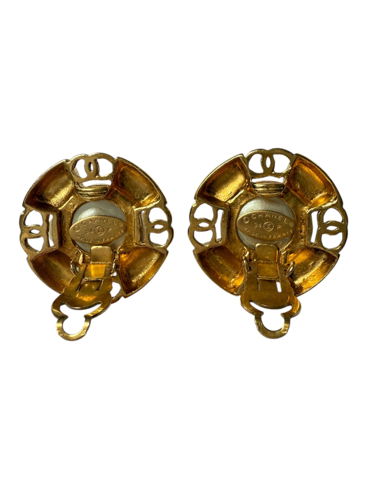 Chanel Faux Pearl CC Baroque Clip-On Earrings