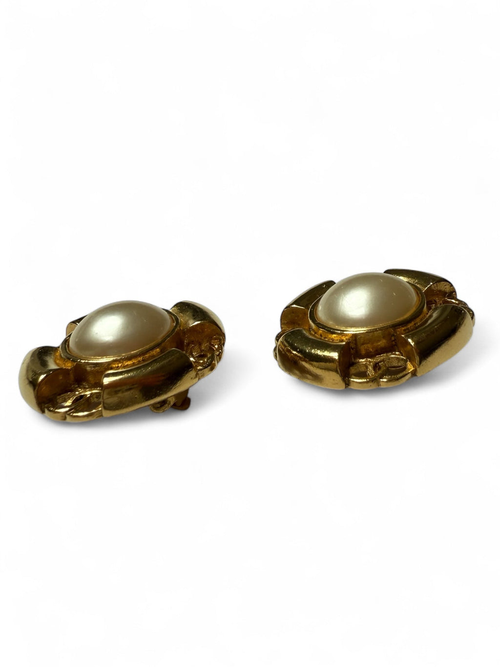 Chanel Faux Pearl CC Baroque Clip-On Earrings