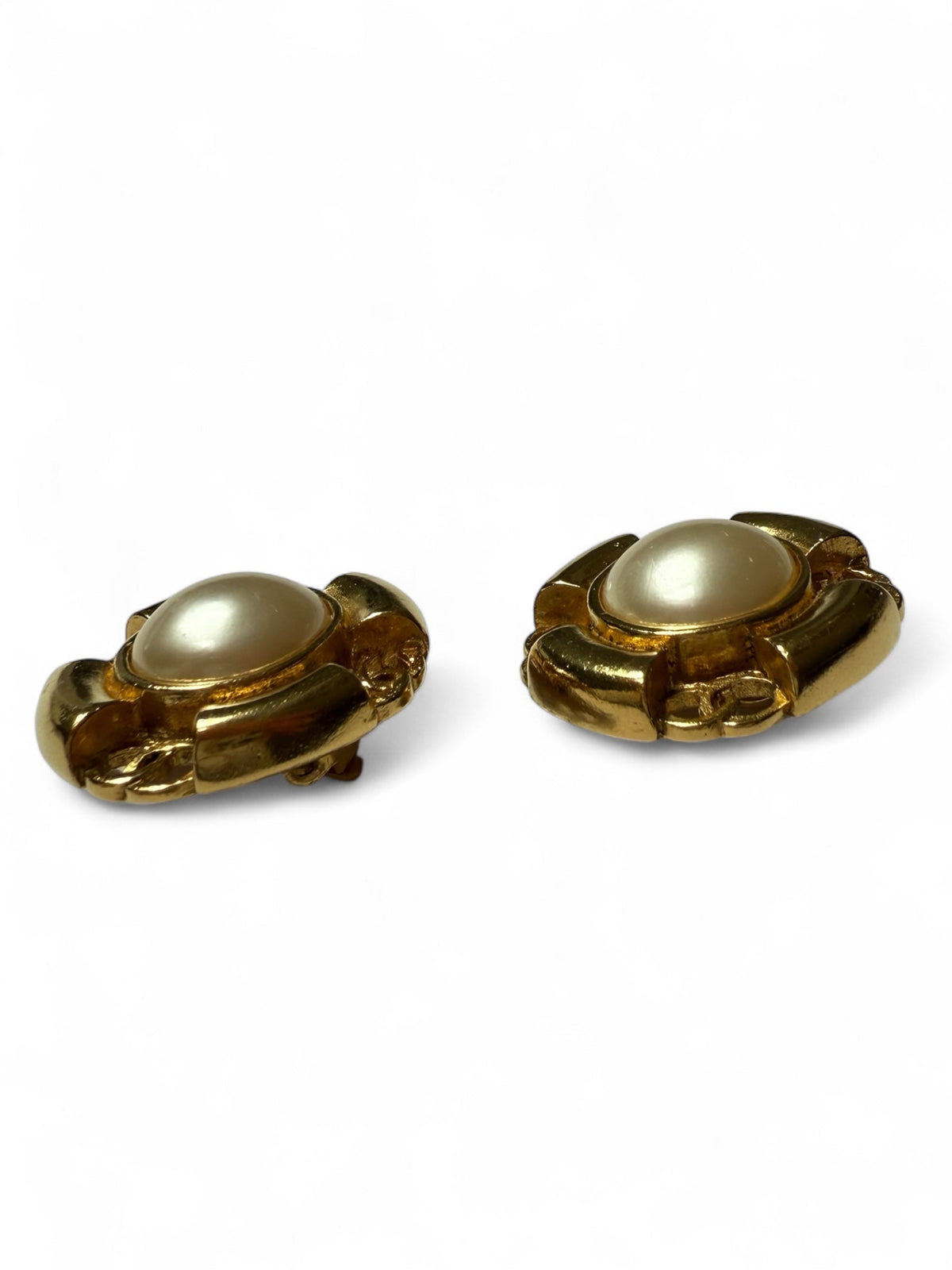 Chanel Faux Pearl CC Baroque Clip-On Earrings
