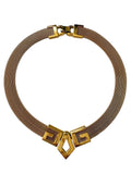 Givenchy 1970s Gold Tone Mesh Collar Necklace