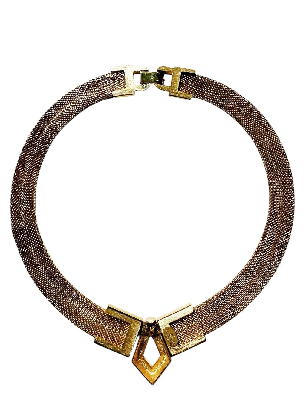 Givenchy 1970s Gold Tone Mesh Collar Necklace
