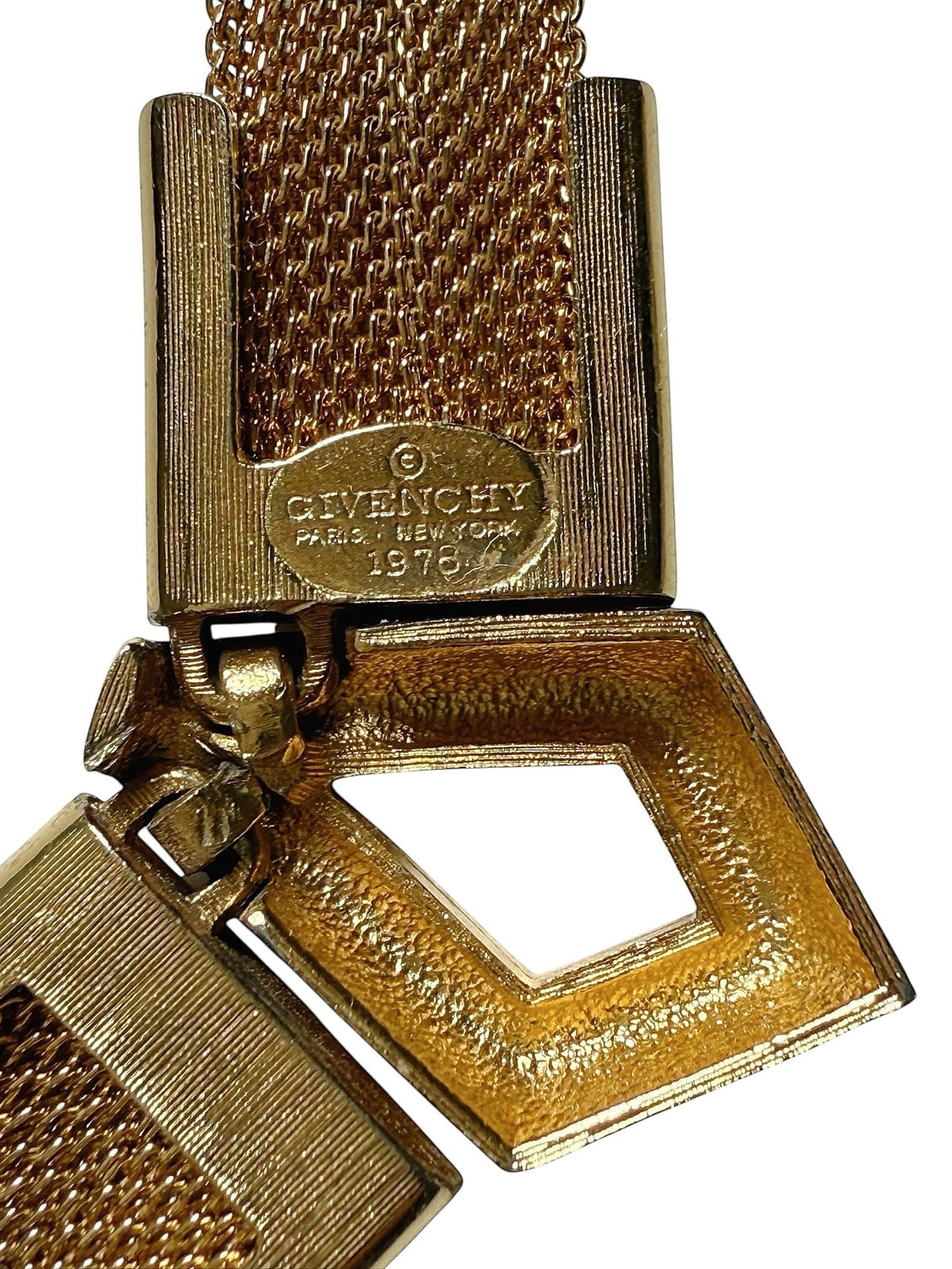 Givenchy 1970s Gold Tone Mesh Collar Necklace