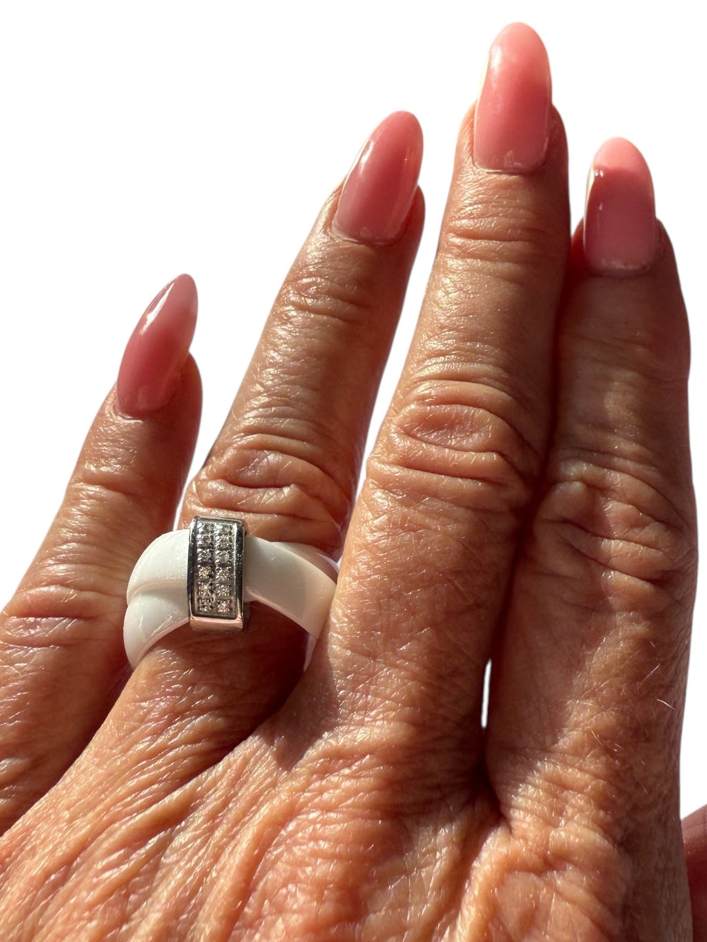 Chanel “Ultra” White Ceramic Criss-Cross Ring