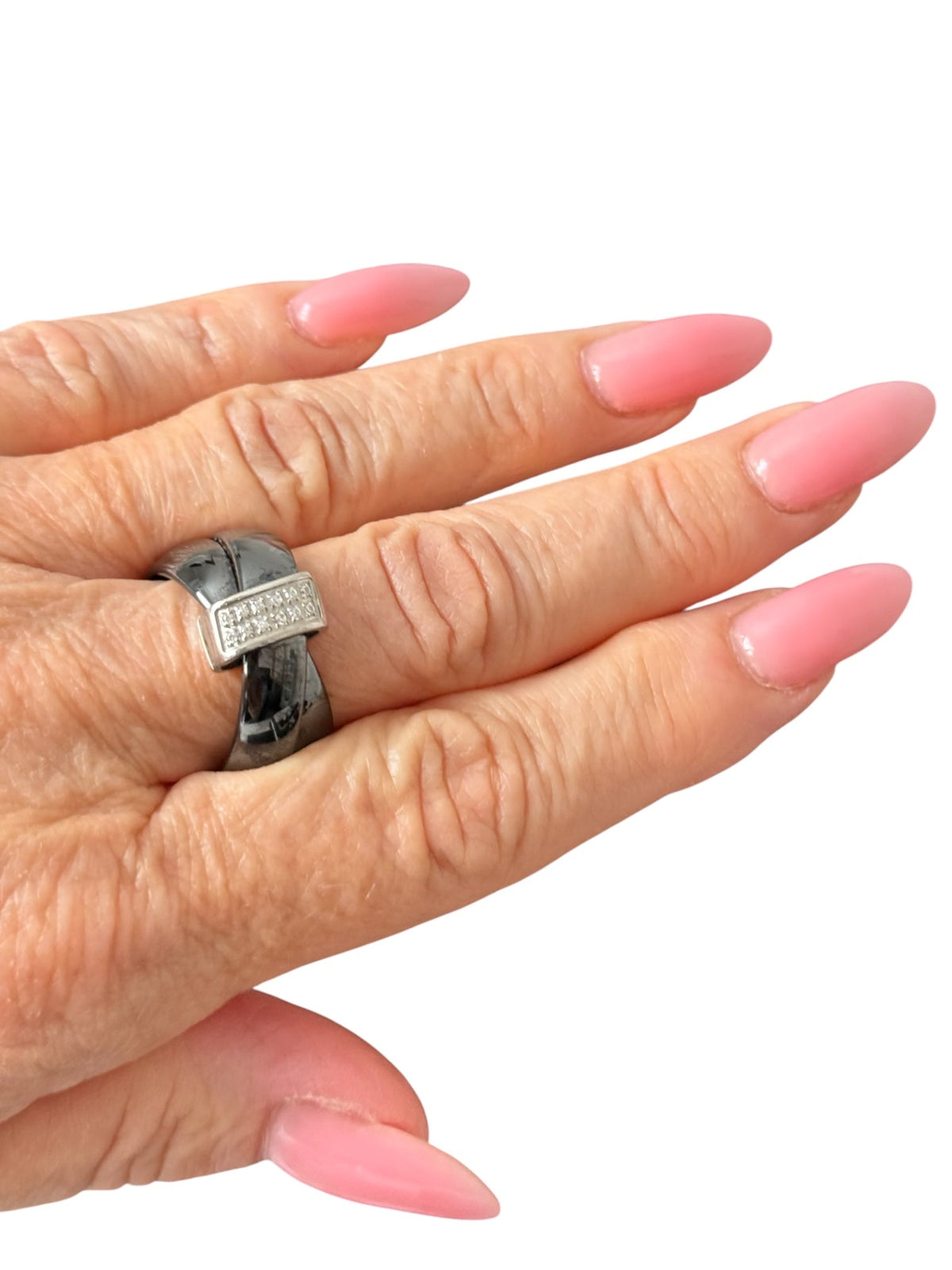 Chanel “Ultra” Black Ceramic Criss-Cross Ring