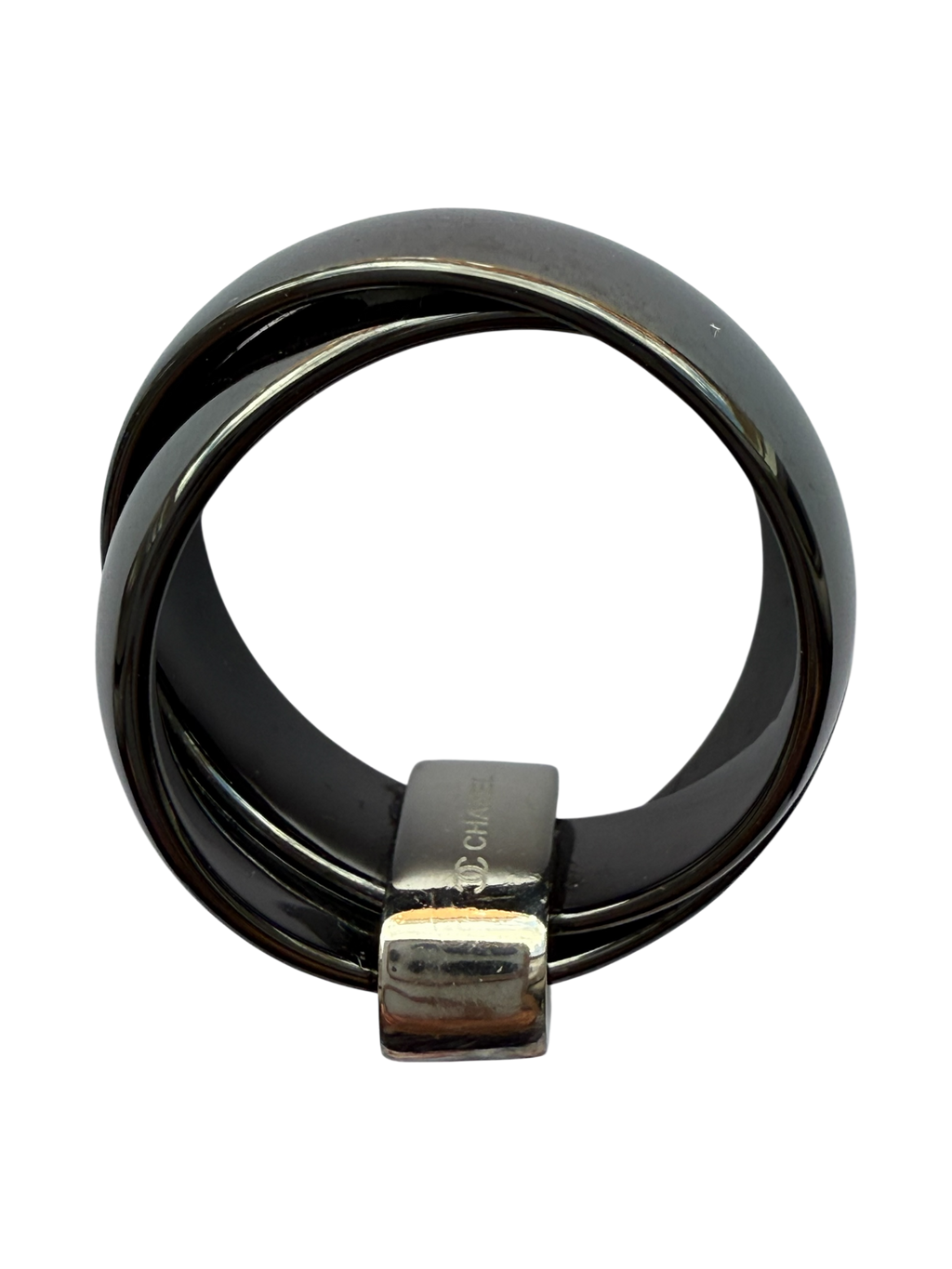 Chanel “Ultra” Black Ceramic Criss-Cross Ring