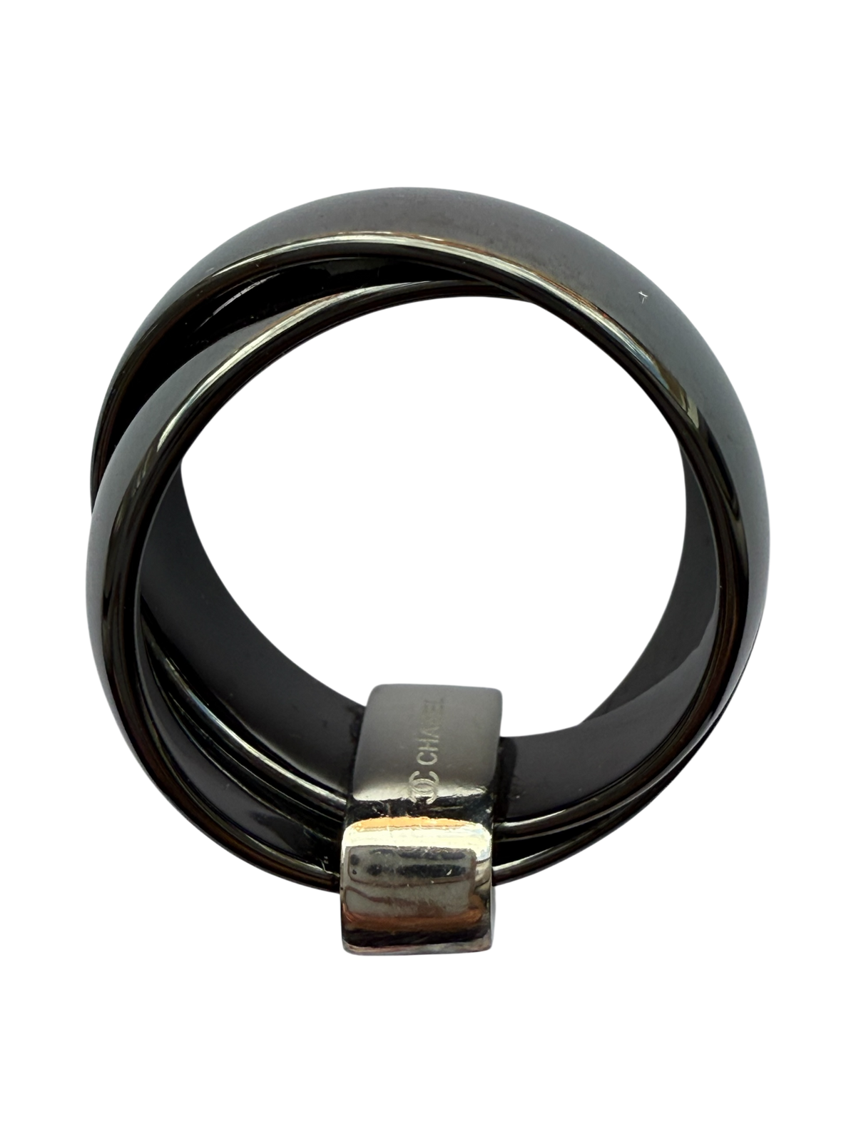 Chanel “Ultra” Black Ceramic Criss-Cross Ring