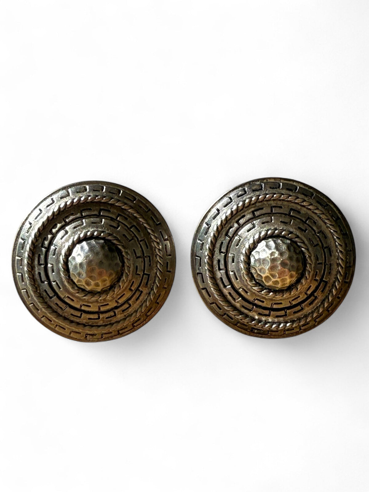 Oscar De La Renta Large Silver Tone Clip On Earrings