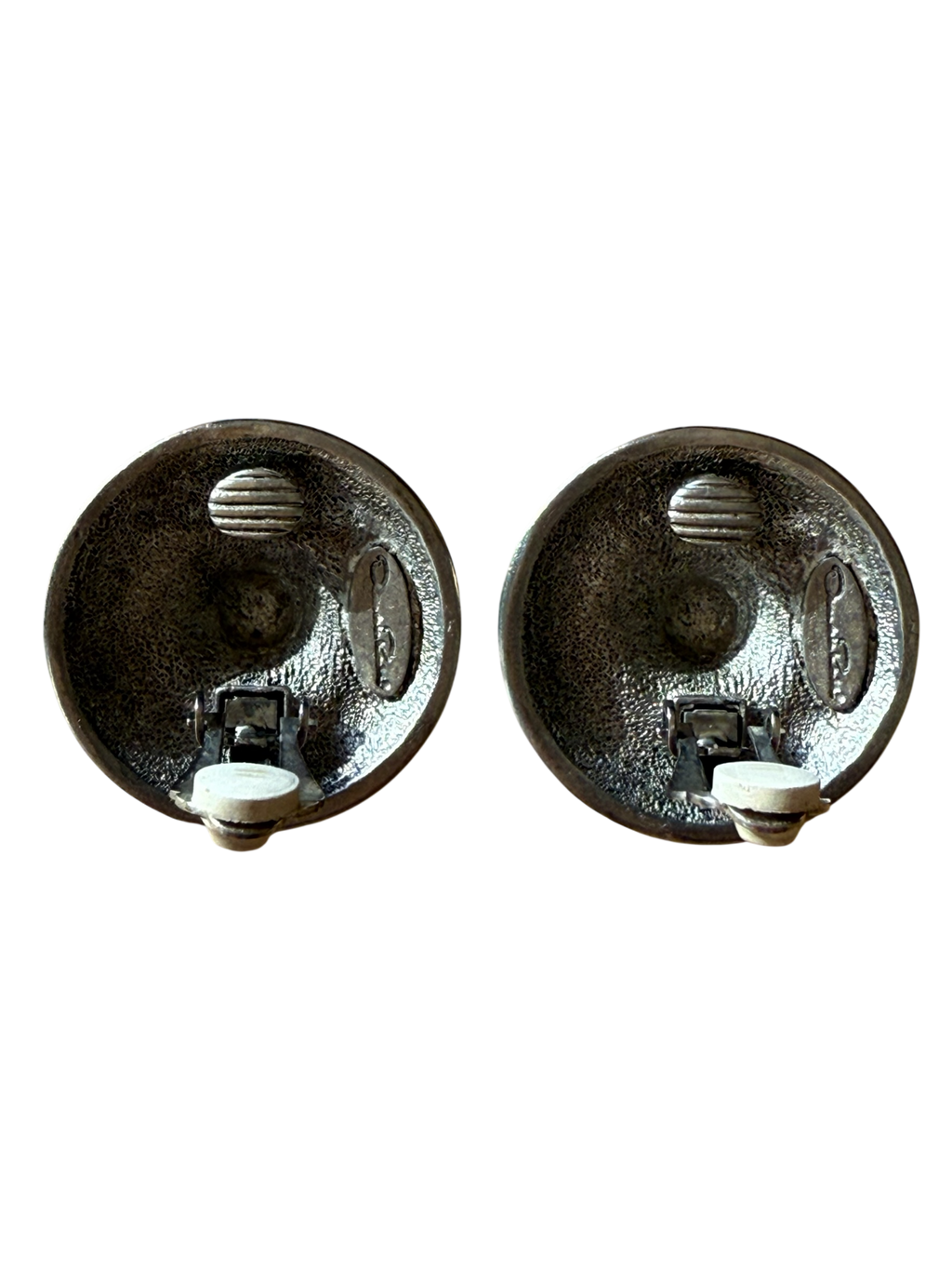 Oscar De La Renta Large Silver Tone Clip On Earrings