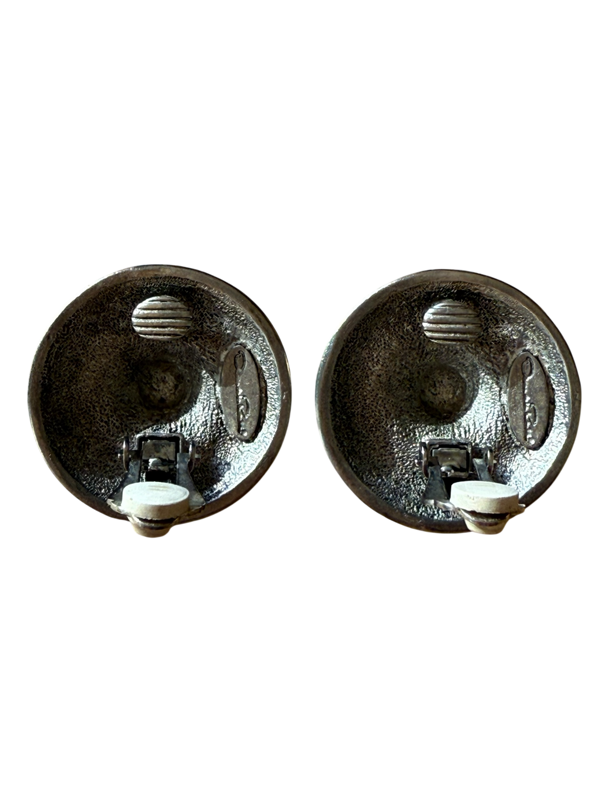 Oscar De La Renta Large Silver Tone Clip On Earrings