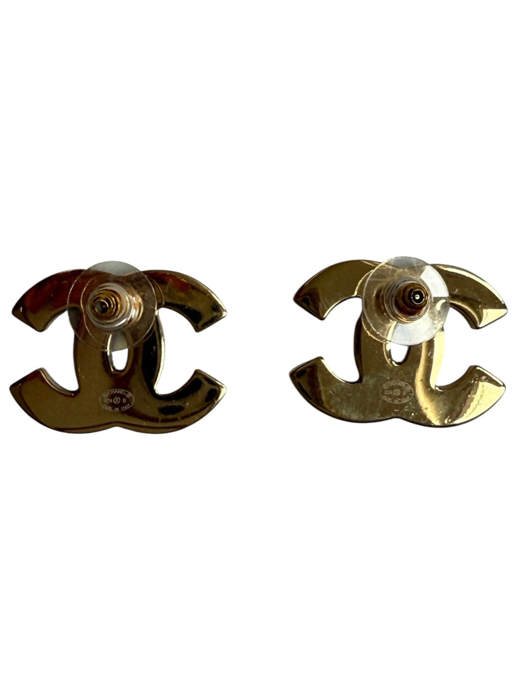 Chanel Black Enamel and Gold Plated Post Earrings
