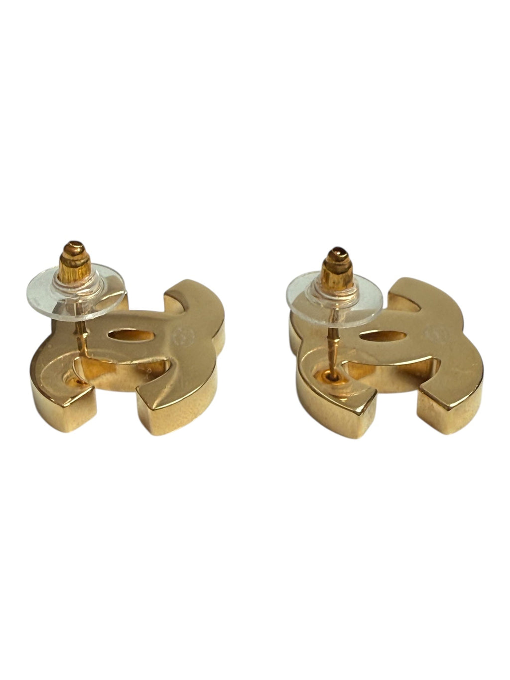 Chanel Black Enamel and Gold Plated Post Earrings