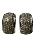 Dior Rhinestone Huggie Silver Tone Half Hoop Earrings
