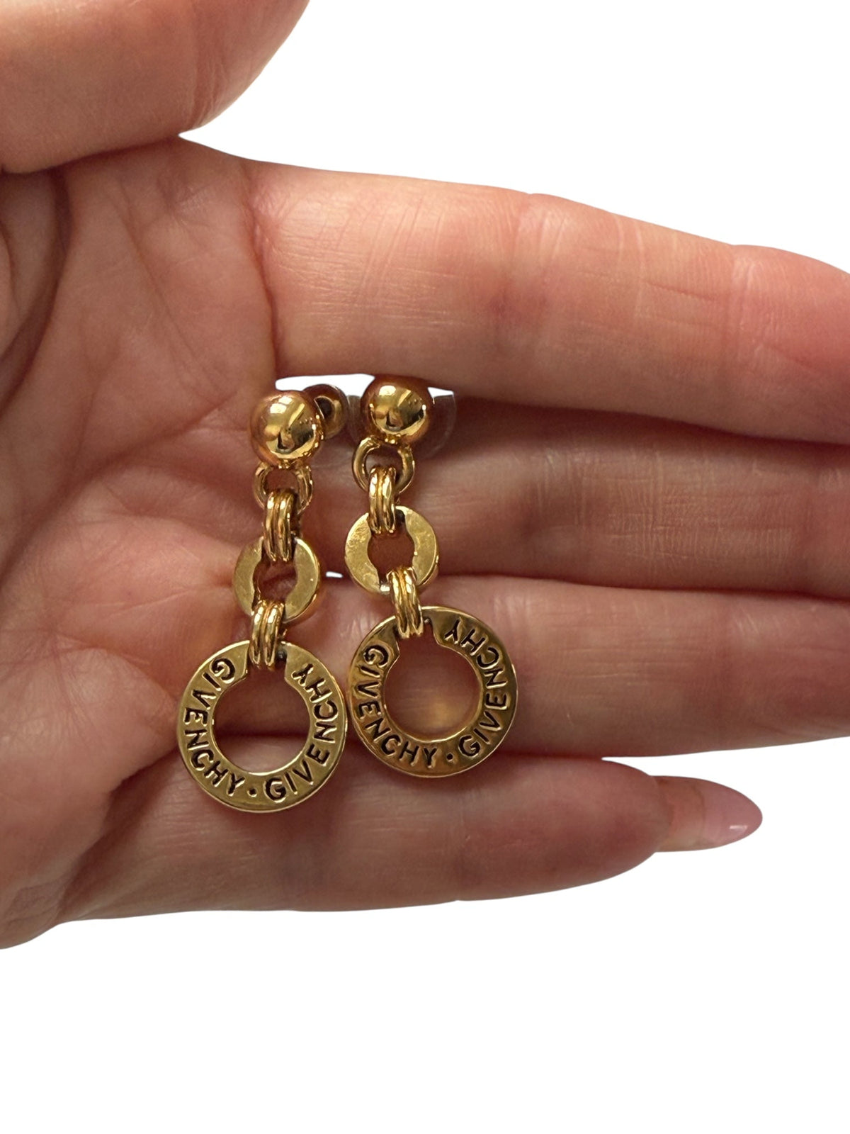 Givenchy Vintage Gold Tone Dangle Earrings