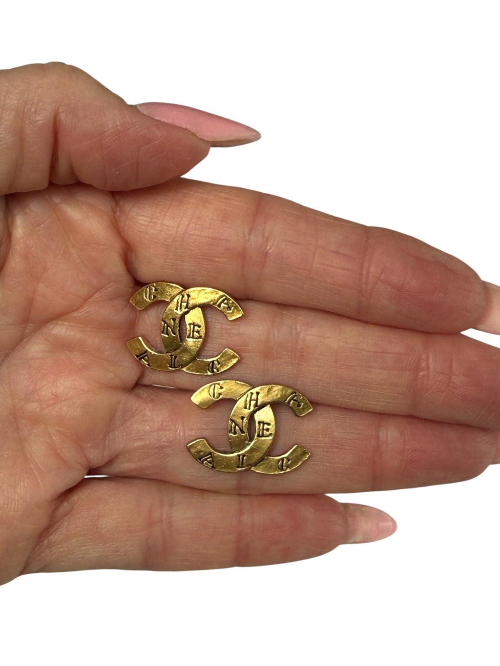 Chanel Rue De Cambon CC Logo Antique Gold Tone Earrings