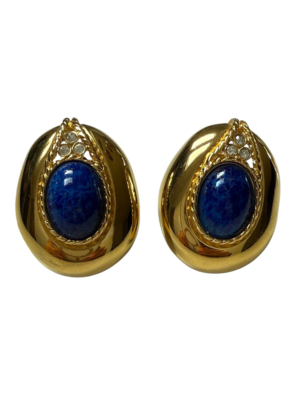 Givenchy Blue Cabochon Gold Plated Clip-On Earrings