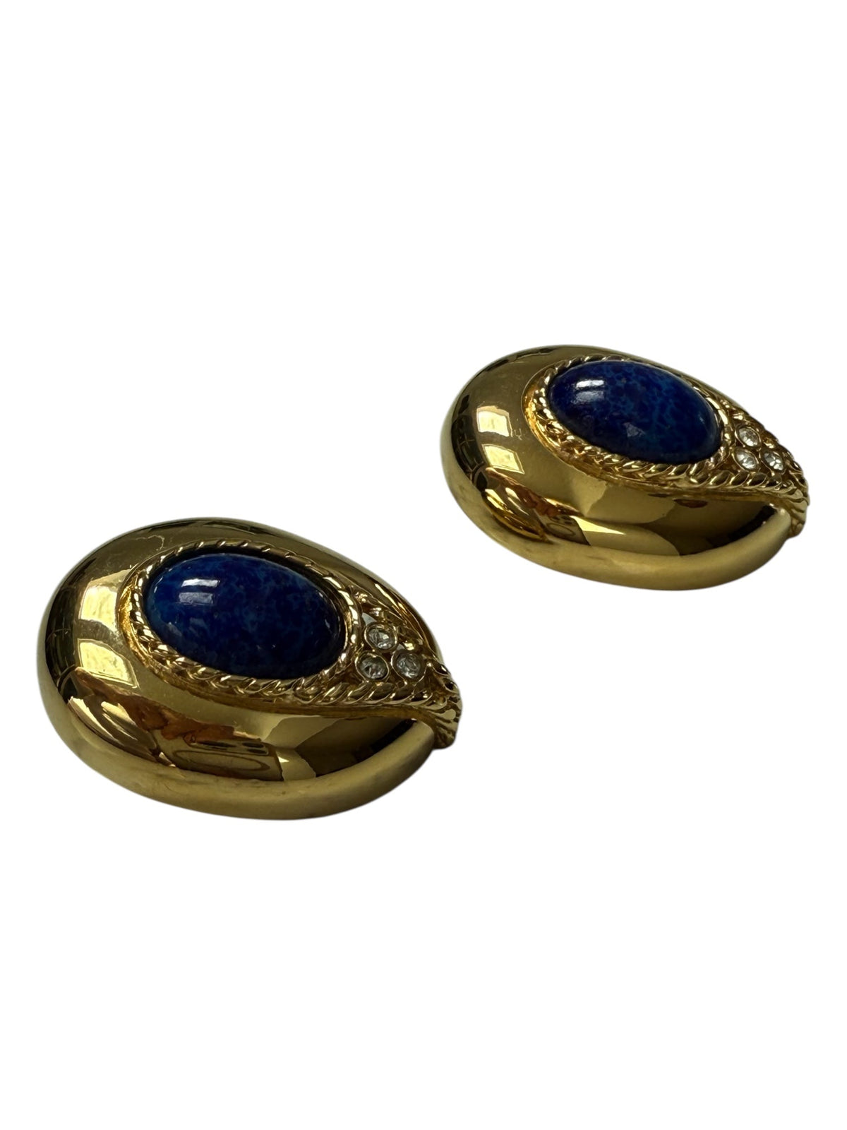 Givenchy Blue Cabochon Gold Plated Clip-On Earrings