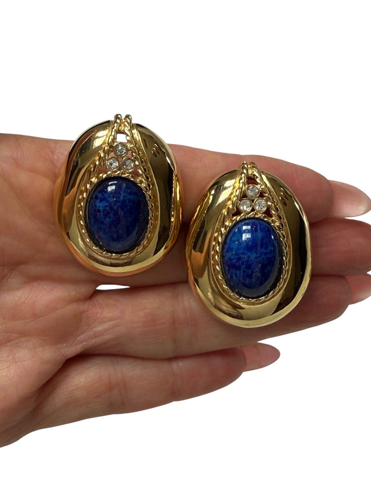 Givenchy Blue Cabochon Gold Plated Clip-On Earrings