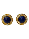 Dior Round Faux Lapis Lazuli Cabochon and Crystal Clip-On Earrings