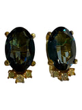 Dior Large Blue Rhinestone with Small White Crystals Clip-On Earrings