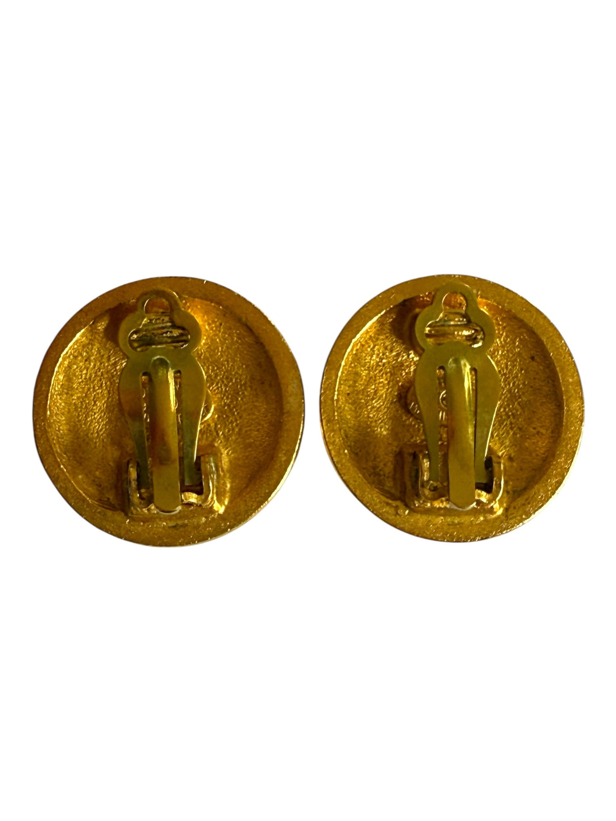 Chanel Round “CC” Logo Matelasse Pattern Gold Plated Clip-On Earrings