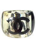 Chanel Clear Camellia and CC Logo Cuff Bracelet