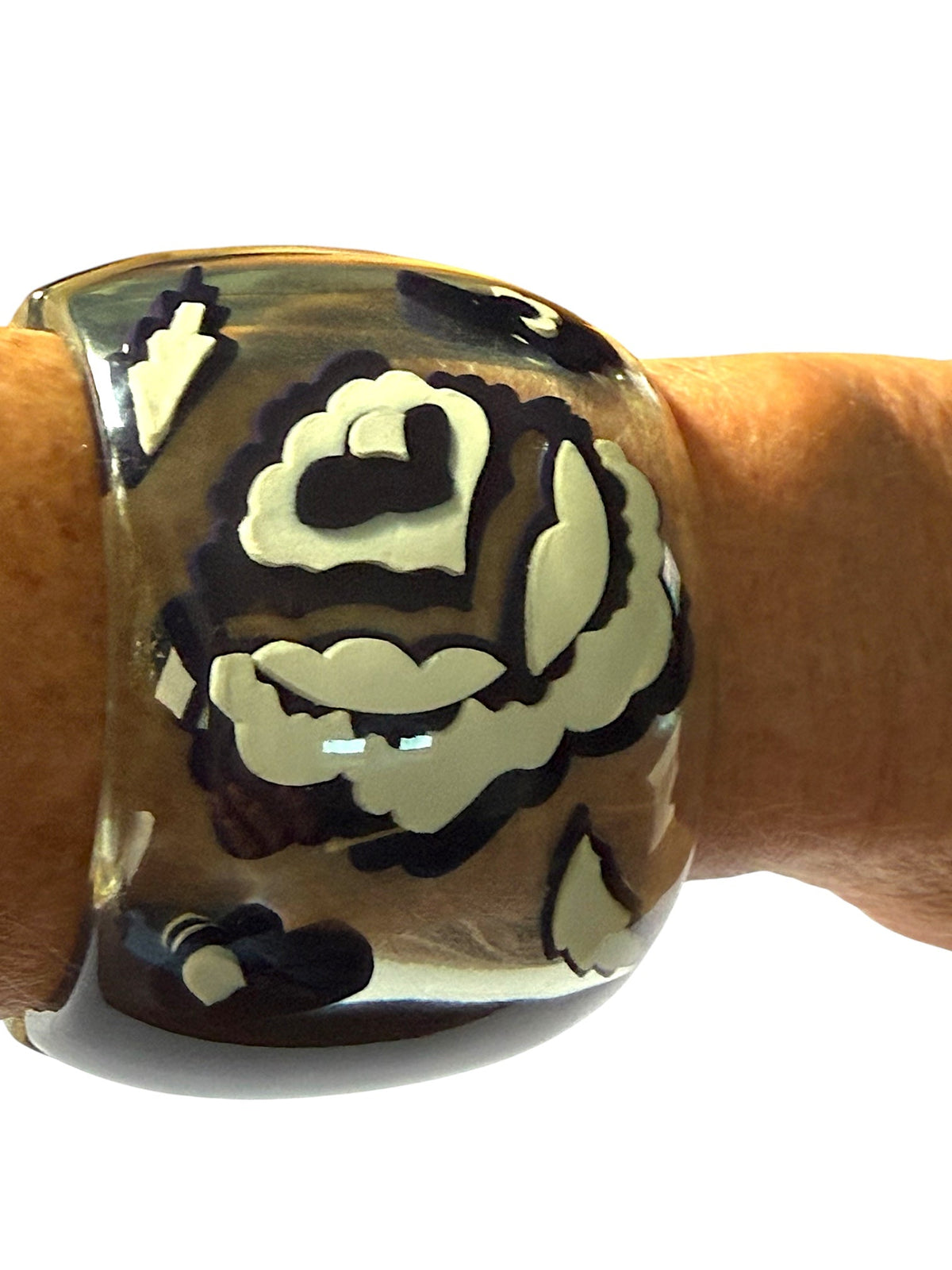 Chanel Clear Camellia and CC Logo Cuff Bracelet